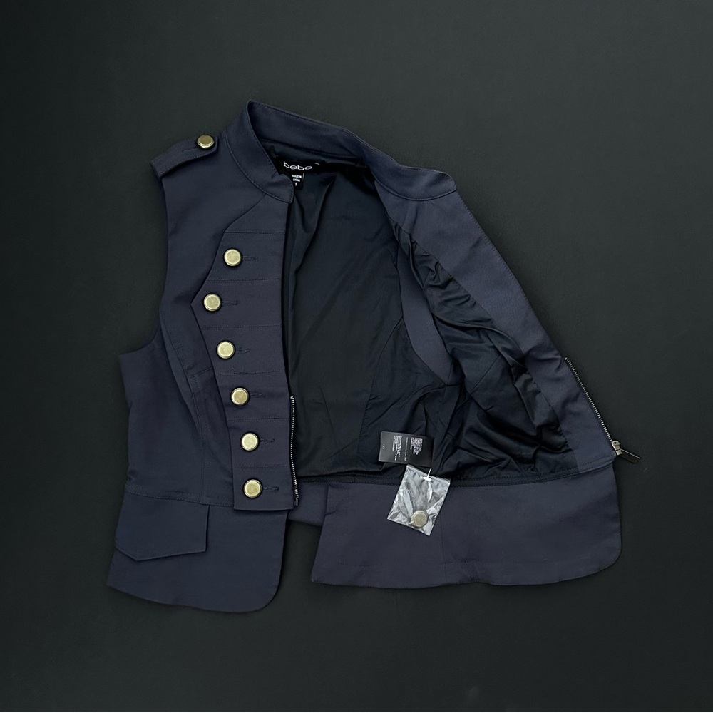 Bebe Navy Blue Military-Style Jacket & Vest Set – NEW with Tags. - Picture 4 of 5